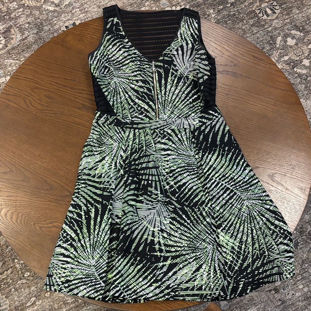 Guess Black and Green Patterned Midi Dress
